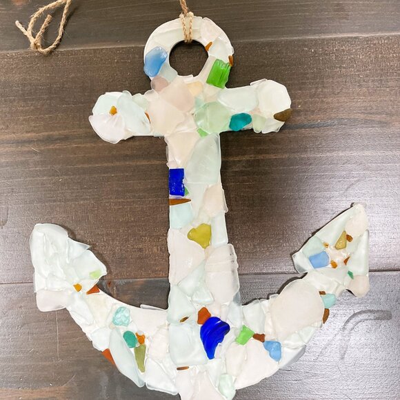 Sea & Sea Beach Art of New England Other - Set Sail with Tranquility: A One-of-a-Kind Sea Glass Anchor